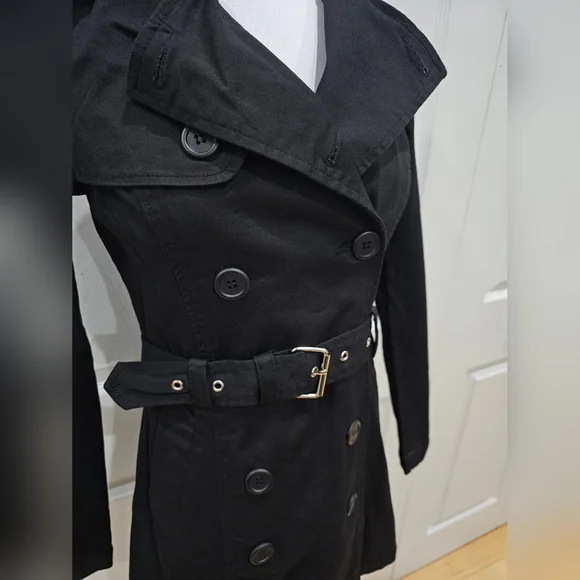 Hot Topic Y2K Royal Bones Black Double Breasted Corset Back Jacket Trench Coat - Picture 3 of 11